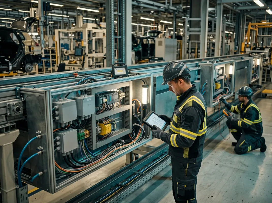 Industrielektrikere som moderniserer eksisterende transportteknikk