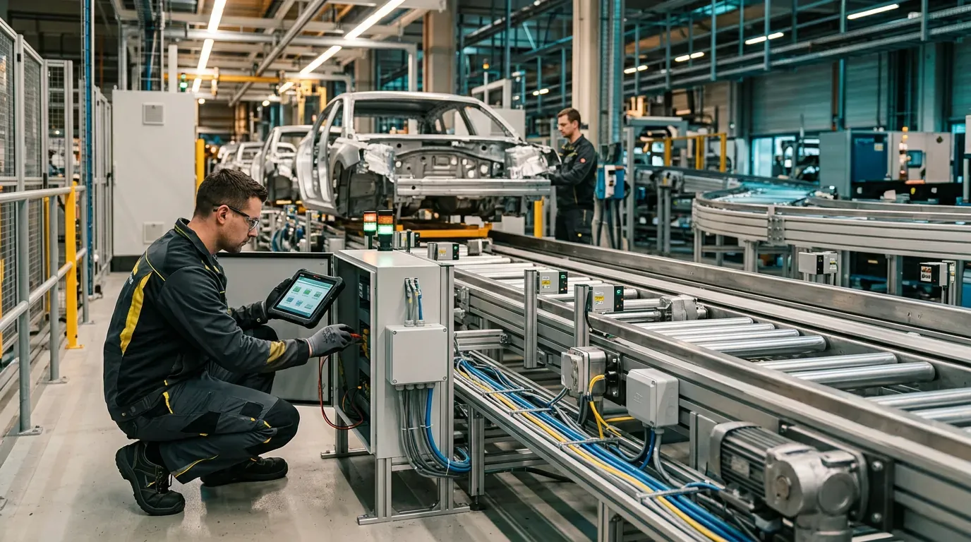 Retrofitarbeid på et aktivt automotive transportanlegg